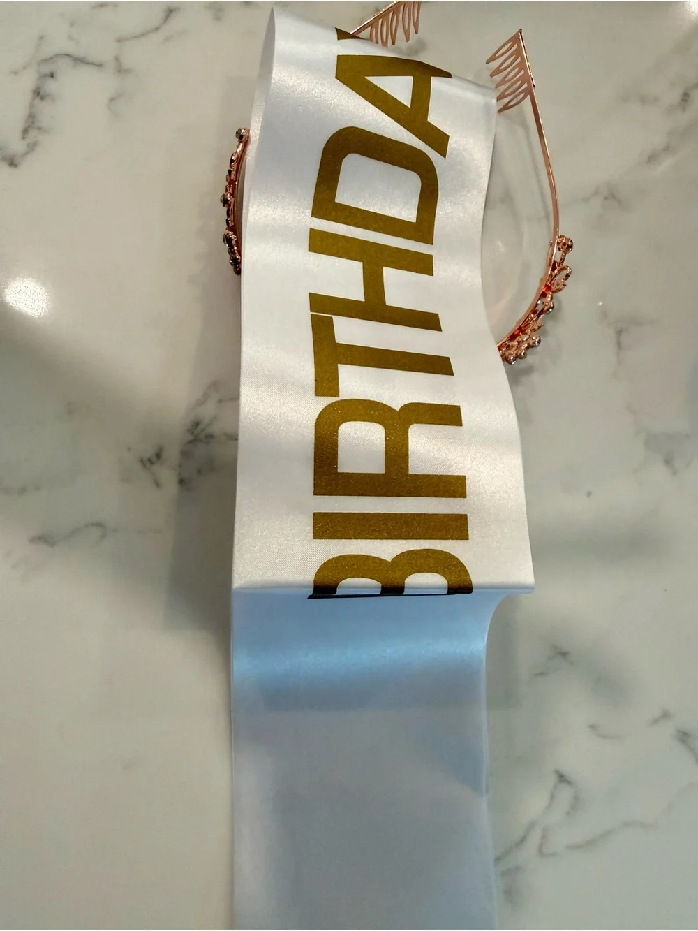 Rose Gold 16 Rhinestone Tiara Headband and Birthday Queen Sash